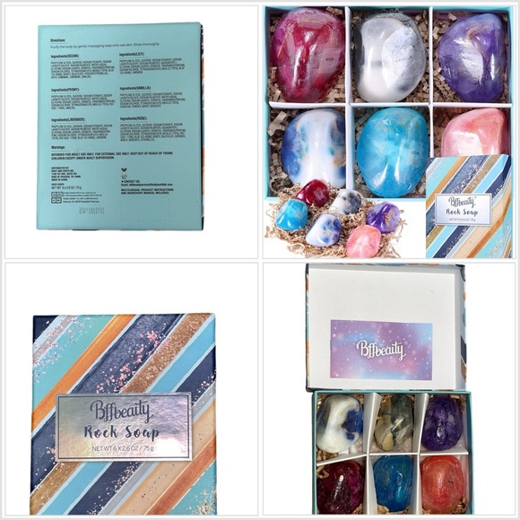 BFF Beauty 6 Piece Scented Hand Face Body Bar Soap Gift Set Gemstone Rock New - Picture 1 of 8